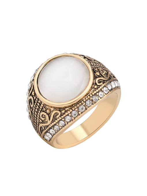 Gujin Antique Gold Plated Opal stone Rhinestones Alloy Ring 0