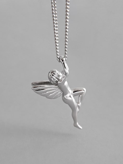 DAKA 925 Sterling Silver With Platinum Plated Cute Angel Necklaces 2