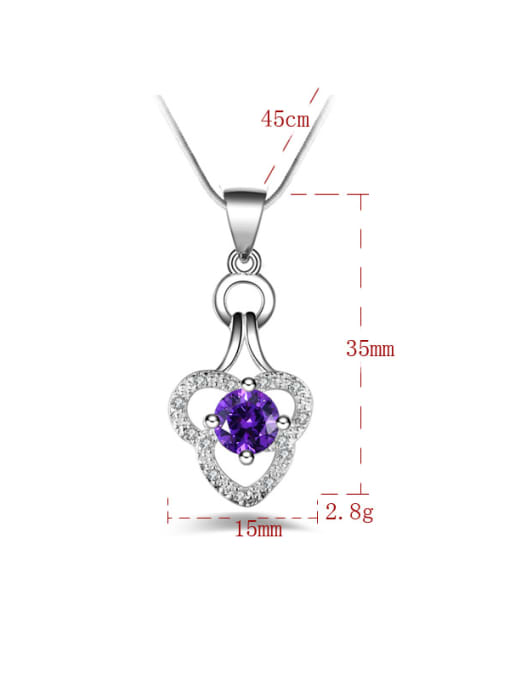 Ya Heng Simple Cubic Zirconias Flowery Pendant Copper Necklace 4