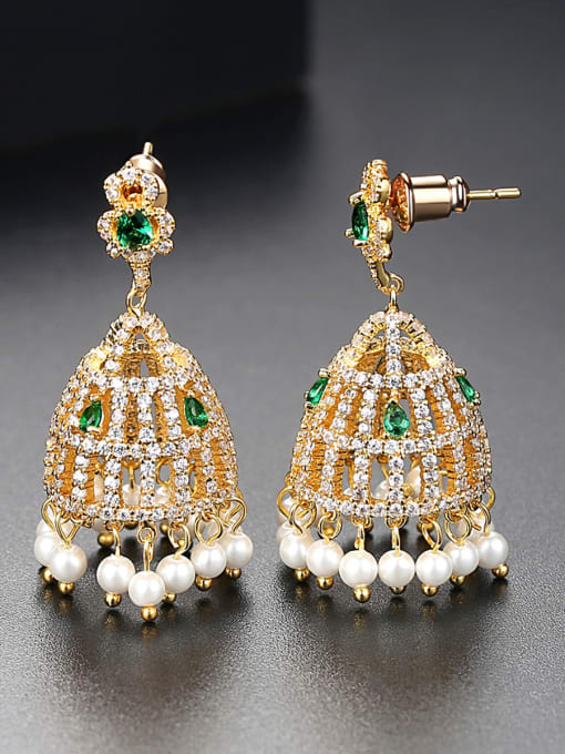 BLING SU Copper inlaid AAA zircons new style bell-shaped earrings 2