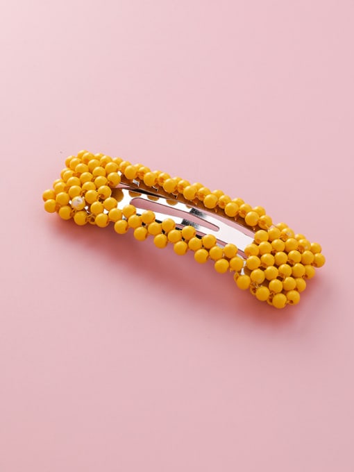 K yellow (rectangle) Alloy With Platinum Plated Candy-colored beads  Barrettes & Clips