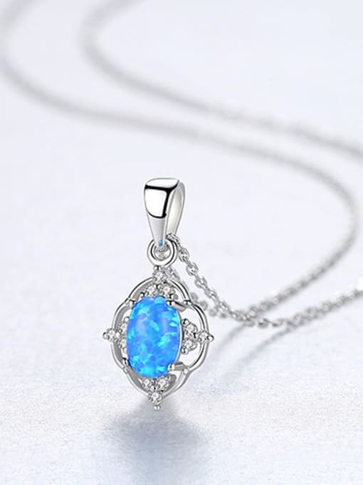 Blue Platinum 925 Sterling Silver With  Trendy Flower Necklaces