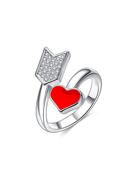 Ronaldo Open Design Red Arrow Shaped Rhinestone Enamel Ring 0