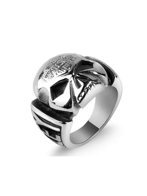 RANSSI Fashion Titanium Skull Statement Ring 0