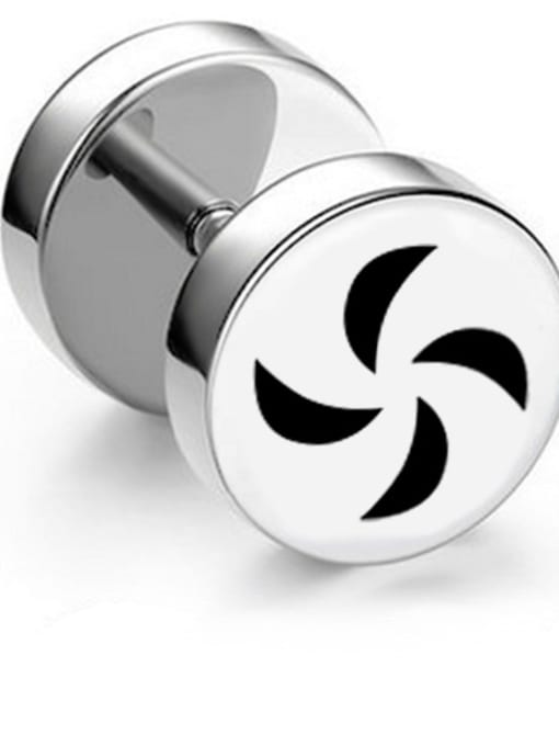 Section 12 Windmill steel surface Stainless Steel With Silver Plated Personality Geometric Stud Earrings