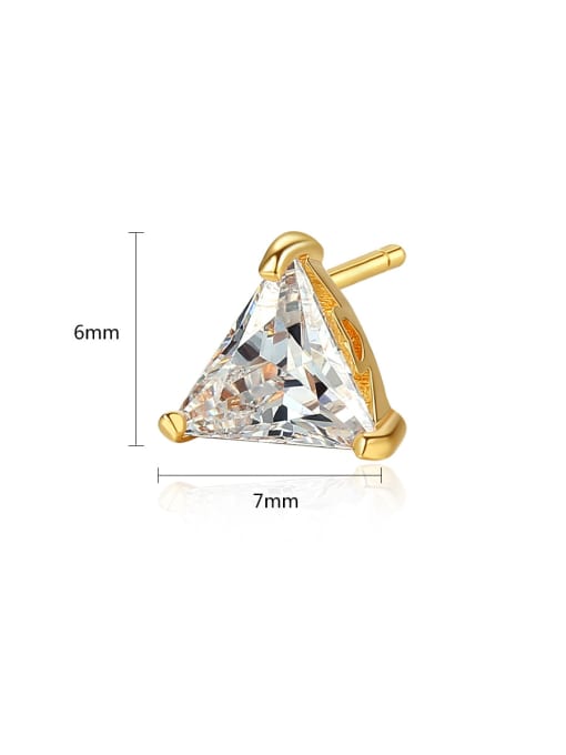 BLING SU Copper With 18k Gold Plated Simplistic Triangle Stud Earrings 3