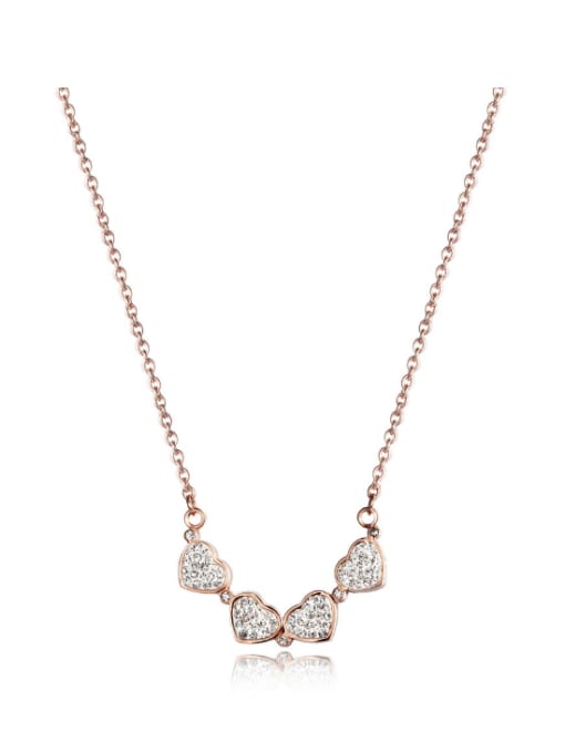 JINDING Love Heart Rose Gold Titanium Steel Necklace 0