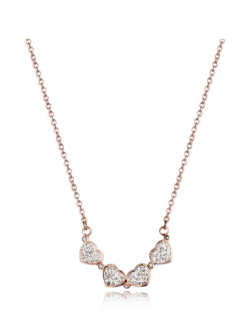 JINDING Love Heart Rose Gold Titanium Steel Necklace