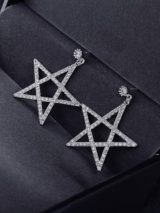 ALI Copper With Platinum Plated Fashion five-pointed star Stud Earrings 2