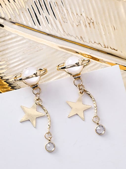 B White Alloy With Imitation Gold Plated Fashion Star Drop Earrings