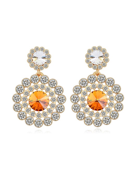 yellow Exaggerated Cubic austrian Crystals Flowery Alloy Stud Earrings