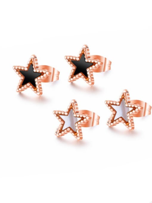 Open Sky Stainless Steel With Rose Gold Plated Classic Star Stud Earrings