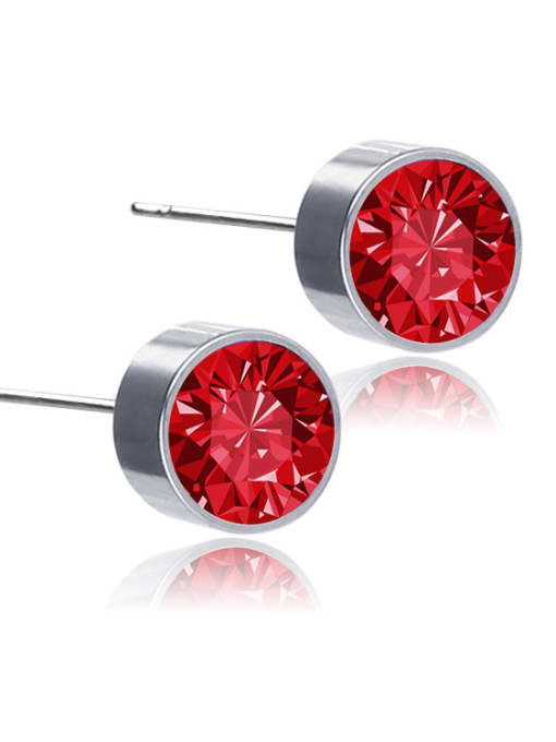 Titanium needle red drill Stainless Steel With Silver Plated Simplistic Geometric Stud Earrings