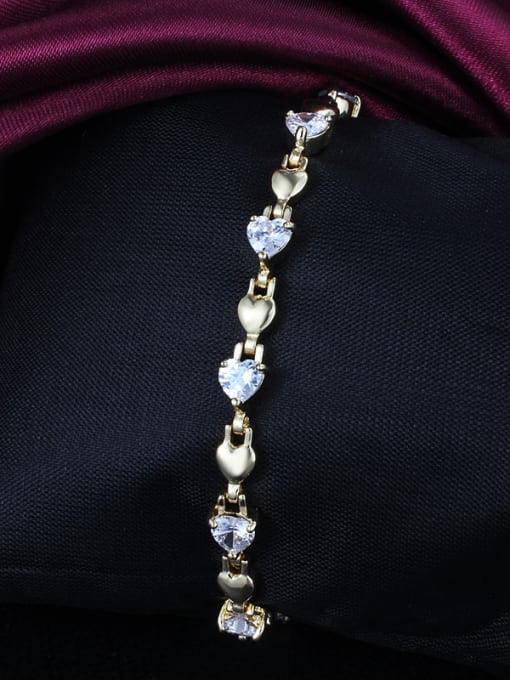 SANTIAGO Fashion 18K Gold Plated Heart Shaped Zircon Bracelet 1