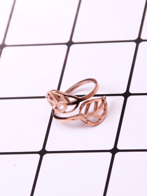 GROSE Hollow Leaves Rose Gold Opening Ring 0