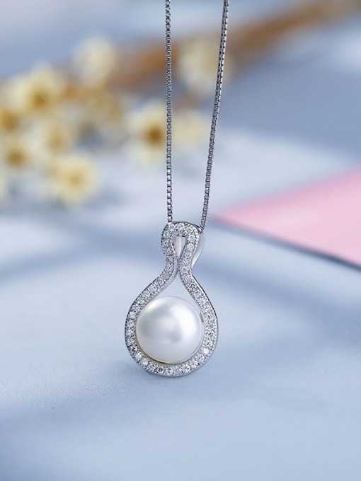 One Silver Water Drop Pearl Pendant 4