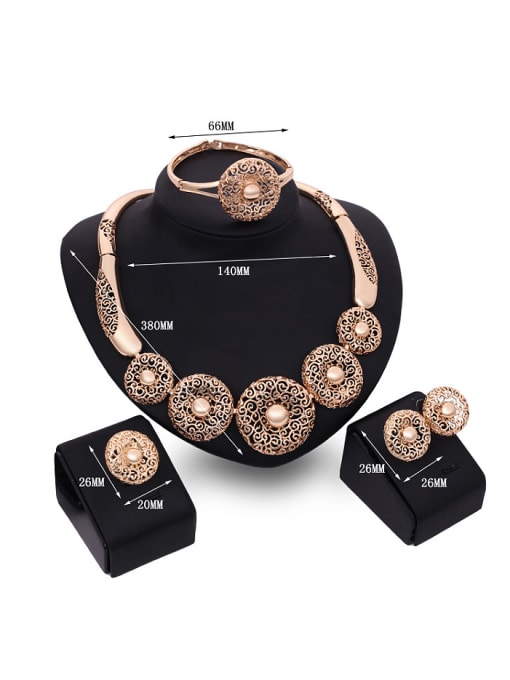 BESTIE Alloy Imitation-gold Plated Hyperbole style Hollow Flowers Four Pieces Jewelry Set 2