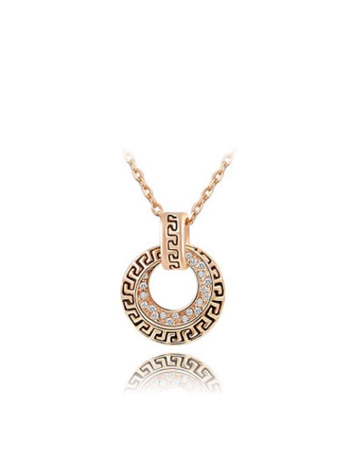 Rose Gold Retro Round Shaped Austria Crystal Enamel Necklace
