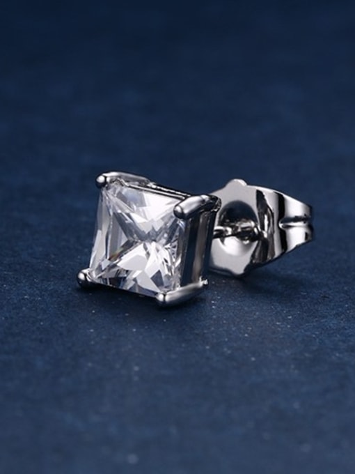 CONG Exquisite Square Shaped AAA Zircon Copper Stud Earrings 1