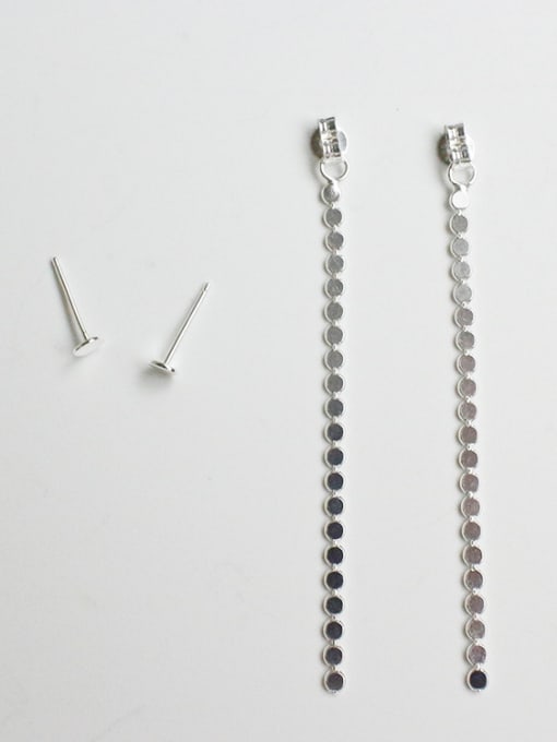 DAKA Simple Tiny Rounds Tassel Silver Stud Earrings 2