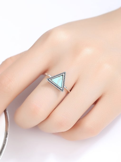 CCUI 925 Sterling Silver With Platinum Plated Simplistic Triangle Free Size Rings 1