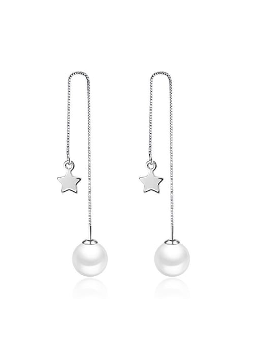 AI Fei Er Fashion Imitation Pearl Little Star Copper Line Earrings 0