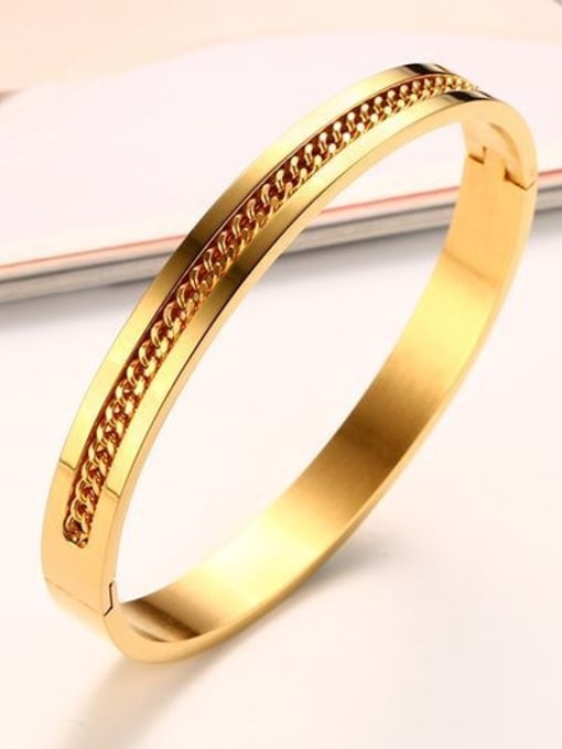 Golden Women Gold Plated Geometric Shaped Titanium Bangle