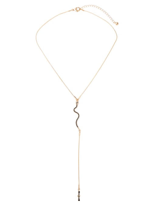 KM Graceful Female Snake Shaped Pendant Simple Necklace