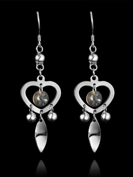 SANTIAGO Fashion Hollow Heart Zircon 925 Sterling Silver Drop Earrings 0