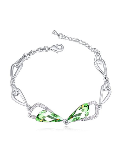 green Exquisite Swarovaki Crystals-accented Bowknot Alloy Bracelet
