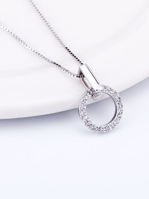 OUXI 18K White Gold 925 Sterling Silver AAA zircon Necklace 2