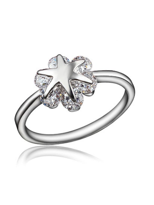 SANTIAGO Creative Platinum Plated Star Shaped Zircon Ring
