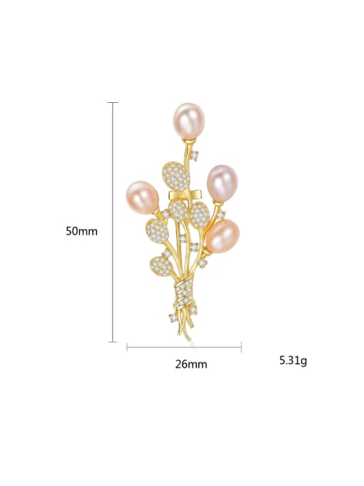 CCUI Sterling Silver zircon natural freshwater pearl  brooch 3