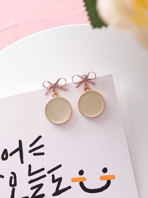 C Beige Alloy With Gold Plated Cute Bowknot Drop Earrings