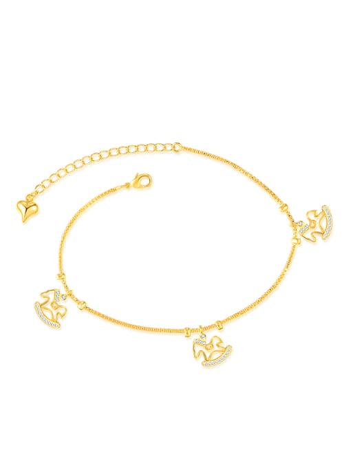 gold Simple Hollow Mini-horses Copper Anklet