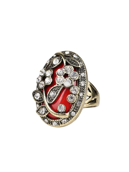Gujin Retro style Oval Resin stone White Crystals Alloy Ring 0