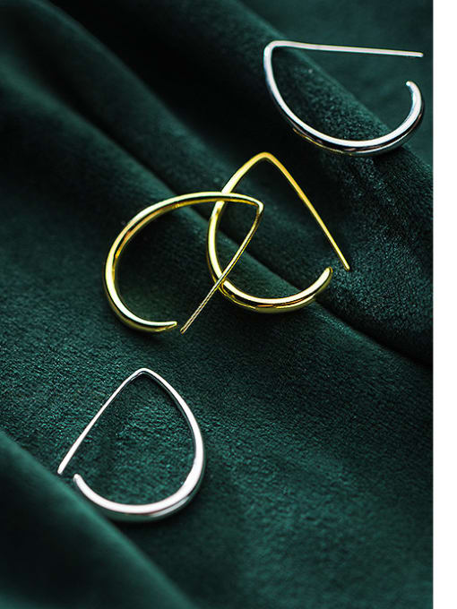 Rosh 925 Sterling Silver With Glossy Simplistic Hook Hook Earrings 2