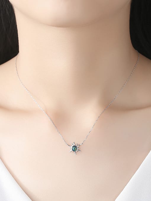 CCUI 925 Sterling Silver With Opal Cute  Sun Necklaces 1