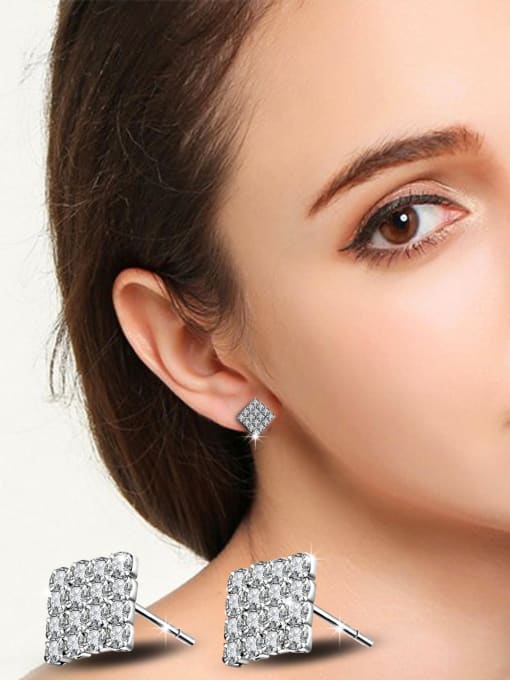 Ya Heng Geometric Shaped Micro Pave Zircons Stud Earrings 1