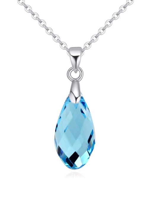 light blue Simple Water Drop austrian Crystal Pendant Alloy Necklace