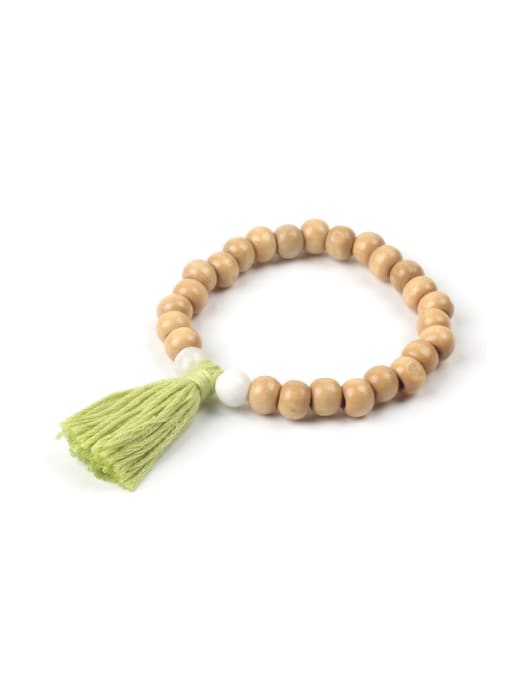handmade Wooden Beads Natural Stones Tassel Bracelet 1