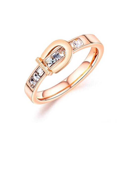 Open Sky Stainless Steel With Rose Gold Plated Simplistic Geometric Band Rings 0