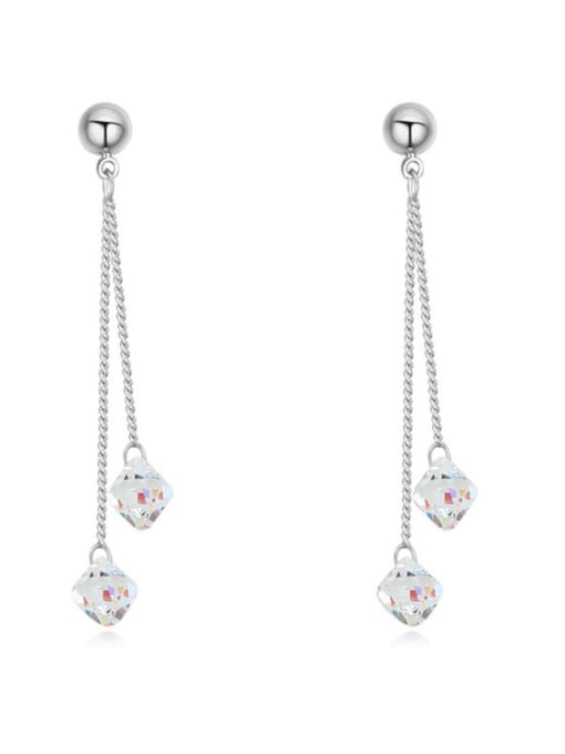 White Simple Clear austrian Crystal Alloy Drop Earrings