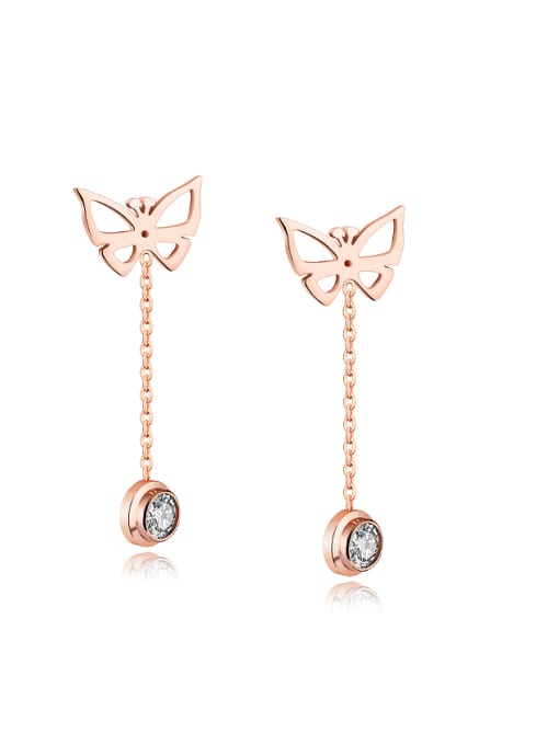 Open Sky Fashion Hollow Butterfly Cubic Rhinestone Stud Earrings 0