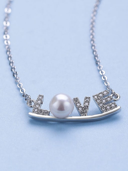 One Silver Monogrammed Pearl Necklace 3