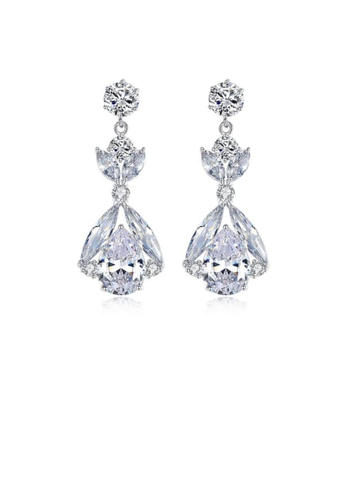 BLING SU Copper With Platinum Plated Delicate Water Drop Chandelier Earrings 0