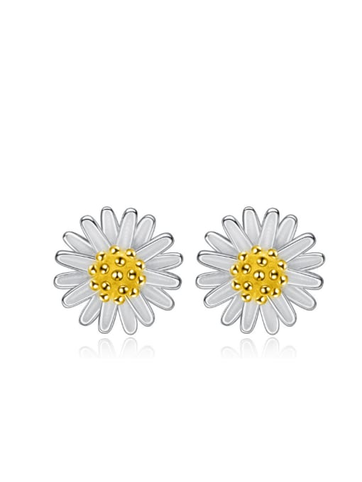 kwan Smaal Daisy Flower Silver Stud Earrings