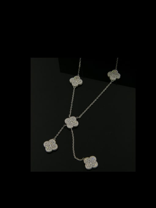 Silvery 2018 Flower Zircon Necklace