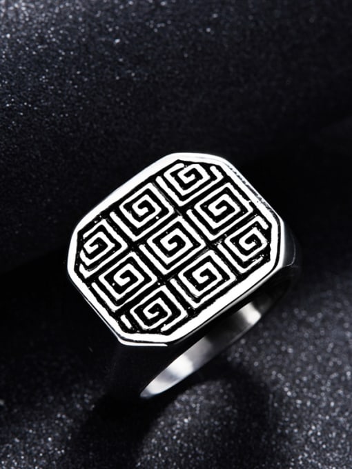 Ronaldo Men Pun Style Geometric Shaped Painting Ring 1