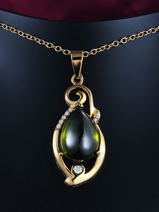 SANTIAGO Noble 18K Gold Plated Green Opal Necklace 1